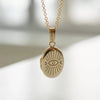 Retro Copper Jewelry With Oval Shape And Geometric Pattern Ochain For Pet Photo Album