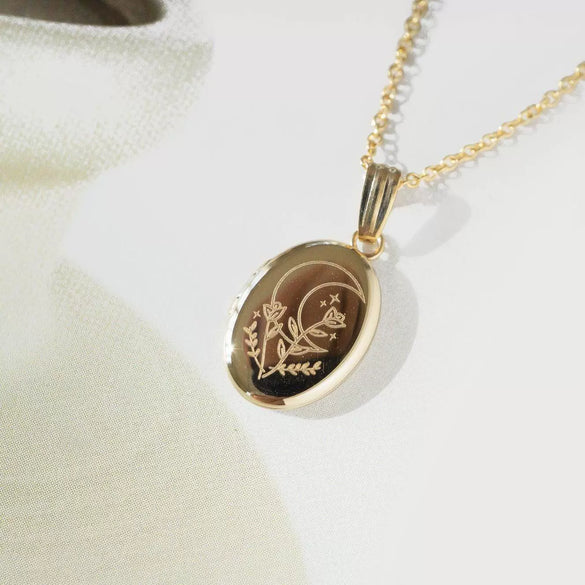 Retro Copper Jewelry With Oval Shape And Geometric Pattern Ochain For Pet Photo Album