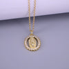 Retro Copper Oval Pendant Necklace With Mixed Gemstone Setting And Electroplated Water Wave Chain Geometric Style Accessory