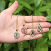 Retro Copper Oval Pendant Necklace With Mixed Gemstone Setting And Electroplated Water Wave Chain Geometric Style Accessory