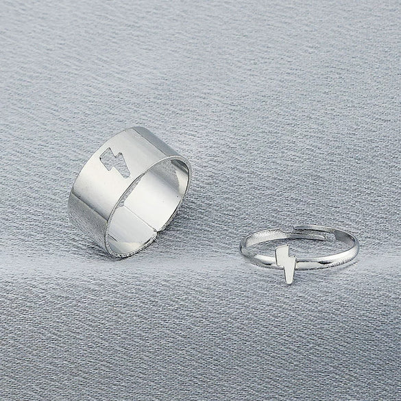 Retro Couple's Ring In Same Style Hollow Airplane Love Ring Opening Adjustable Alloy Jewelry With Geometric Pattern Electroplated For Women