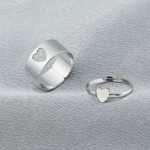 Retro Couple's Ring In Same Style Hollow Airplane Love Ring Opening Adjustable Alloy Jewelry With Geometric Pattern Electroplated For Women