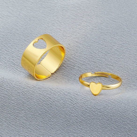 Retro Couple's Ring In Same Style Hollow Airplane Love Ring Opening Adjustable Alloy Jewelry With Geometric Pattern Electroplated For Women