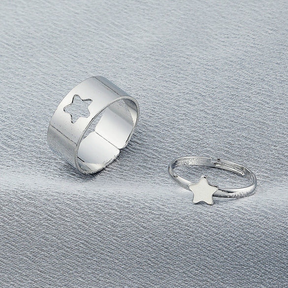 Retro Couple's Ring In Same Style Hollow Airplane Love Ring Opening Adjustable Alloy Jewelry With Geometric Pattern Electroplated For Women