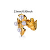 Retro Court Style Imitation Pearl Stainless Steel Love Ring Jewelry With Electroplating