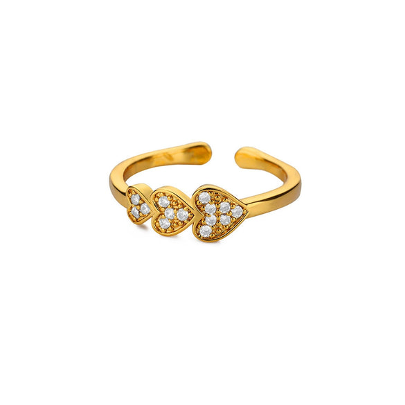 Retro Court Style Imitation Pearl Stainless Steel Love Ring Jewelry With Electroplating