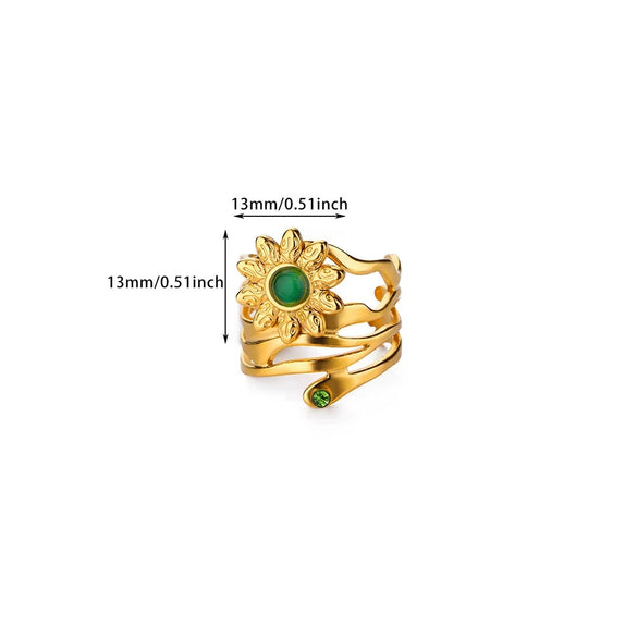 Retro Court Style Imitation Pearl Stainless Steel Love Ring Jewelry With Electroplating