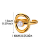Retro Court Style Imitation Pearl Stainless Steel Love Ring Jewelry With Electroplating