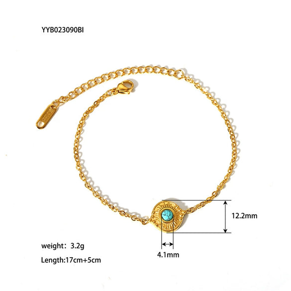 Retro Court Style Titanium Steel Women's Bracelet With Geometric Pattern Pvd Furnace Vacuum Real Gold Plated