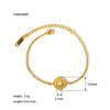 Retro Court Style Titanium Steel Women's Bracelet With Geometric Pattern Pvd Furnace Vacuum Real Gold Plated