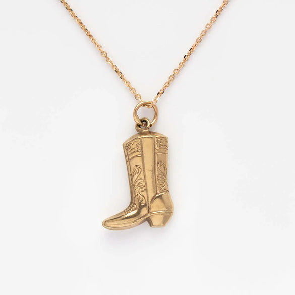 Stainless Steel Copper Retro Cowboy Style Boots Plating Pendant Necklace