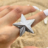 Retro Creative Fivepointed Star And Heart Shape Titanium Steel Goldplated Ring Natural And Geometric Style