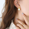 Retro Creative Palace Style Women's Earrings With Inlaid Imitation Pearls And Geometric Design Electroplated