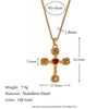 Retro Creative Stainless Steel 18K Gold Plated Geometric Cross Pendant Necklace And Earrings With Electroplating For Women
