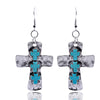 Retro Cross Alloy Inlay Turquoise Women's Earrings 1 Pair