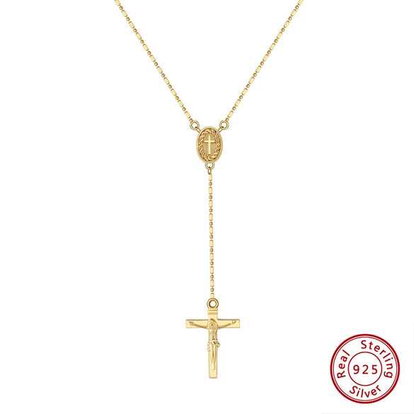 Retro Cross Clavicle Chain Pendant Necklace S925 Sterling Silver Electroplating For Women