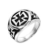 Retro Cross Geometric Stainless Steel Ring For Unisex With Oiling Treatment
