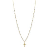 Retro Cross Pendant Pearl Necklace Stainless Steel 14K Gold Plated Jewelry