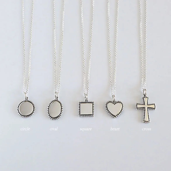 Retro Cross Round Heart Shape Sterling Silver Necklace 1 Piece