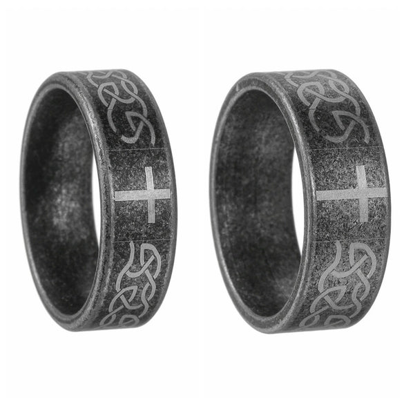 Retro Cross Titanium Steel Ring Geometric Distressed Style Unisex Jewelry