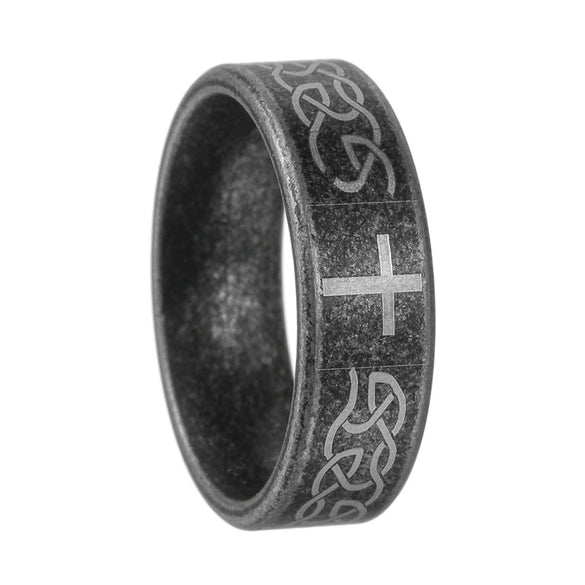 Retro Cross Titanium Steel Ring Geometric Distressed Style Unisex Jewelry