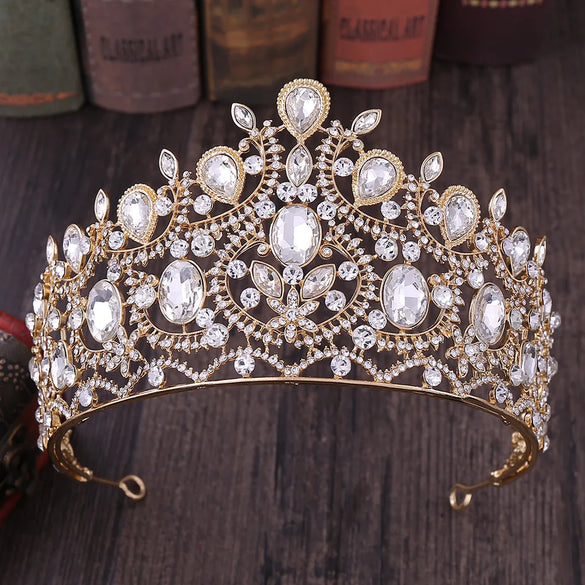 Retro Crown Alloy Inlay Rhinestones Crown 1 Piece