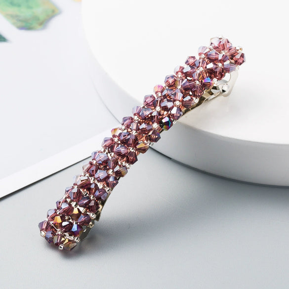 Retro Crystal Beaded Hair Clip For Women Simple All Match Side Clip Word Clip Hair Accessory