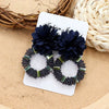 Retro Crystal Flower Big Circle Handmade Earrings For Women With Mixed Material
