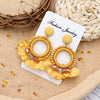 Retro Crystal Flower Big Circle Handmade Earrings For Women With Mixed Material