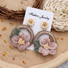 Retro Crystal Flower Big Circle Handmade Earrings For Women With Mixed Material