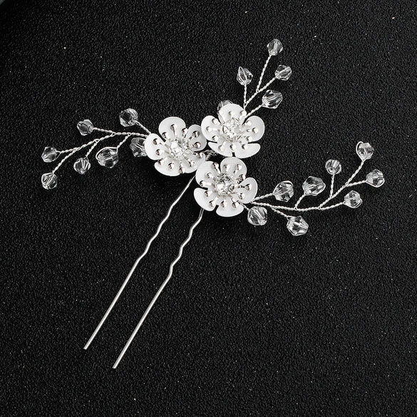 Retro Crystal Flower Handwoven Hairpin Bridal Headdress For Hanfu And Dress Accessories