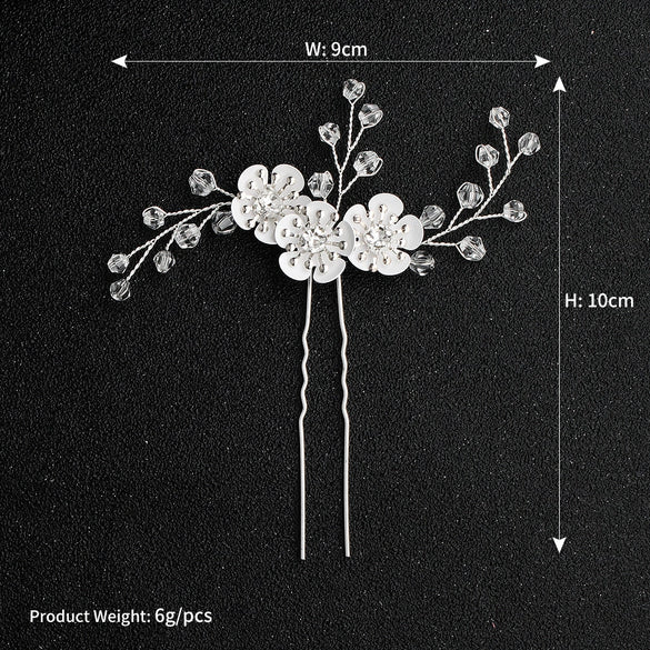 Retro Crystal Flower Handwoven Hairpin Bridal Headdress For Hanfu And Dress Accessories