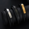Retro Customization Laser Engraving Solid Color 304 Stainless Steel Pu Leather Men'S Bangle Men Cord & Leather Bracelets