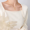 Retro Cute Crescent Pendant Clavicle Chain Necklace In Titanium Steel With 18K Gold Plated Electroplating