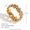 Retro Design Stainless Steel 18K Gold Plated Bracelet With Flower Daisy Full Diamond Micro Inlaid