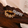Retro Design Stainless Steel 18K Gold Plated Bracelet With Flower Daisy Full Diamond Micro Inlaid