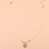 Retro Devil'S Eye Heart Alloy Epoxy Plating Inlay Artificial Diamond Necklace
