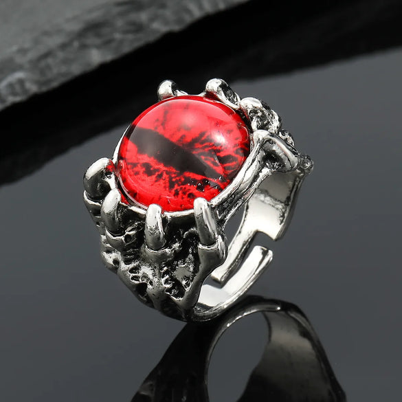 Retro Devil'S Eye Ring Silver Transparent Opal Opening Alloy Ring