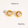 Retro Diamond Twill Zircon Pendant Necklace And Earrings Set For Women Stainless Steel Diamond Shaped Gemstone Pvd Furnace Vacuum Real Gold Plating