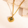 Retro Diamond Twill Zircon Pendant Necklace And Earrings Set For Women Stainless Steel Diamond Shaped Gemstone Pvd Furnace Vacuum Real Gold Plating