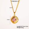 Retro Diamond Twill Zircon Pendant Necklace And Earrings Set For Women Stainless Steel Diamond Shaped Gemstone Pvd Furnace Vacuum Real Gold Plating