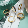 Retro Diamondencrusted Artificial Crystal Oval Ring Set With Geometric Design