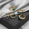 Retro Diamondencrusted Artificial Crystal Oval Ring Set With Geometric Design