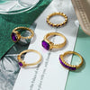 Retro Diamondencrusted Artificial Crystal Oval Ring Set With Geometric Design