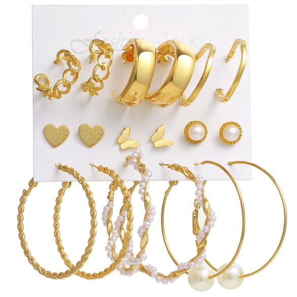 Retro Diamondencrusted Crystal Alloy Geometric Women's Earrings Set With Microinlay