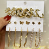 Retro Diamondencrusted Crystal Alloy Geometric Women's Earrings Set With Microinlay