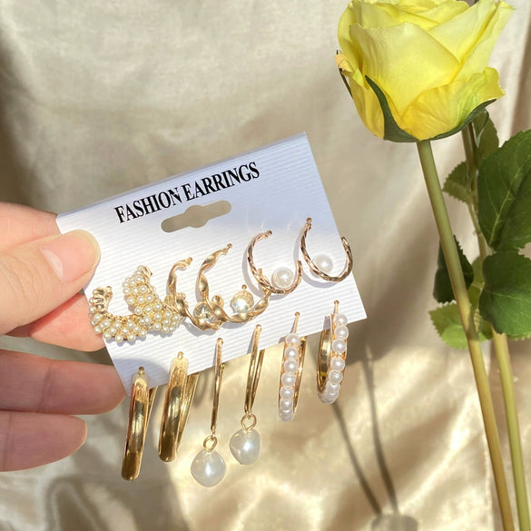 Retro Diamondencrusted Crystal Alloy Geometric Women's Earrings Set With Microinlay