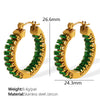 Retro Diamondencrusted Emerald 316L Stainless Steel Earrings With Electroplating For Women