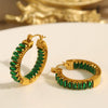 Retro Diamondencrusted Emerald 316L Stainless Steel Earrings With Electroplating For Women