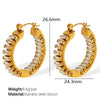 Retro Diamondencrusted Emerald 316L Stainless Steel Earrings With Electroplating For Women